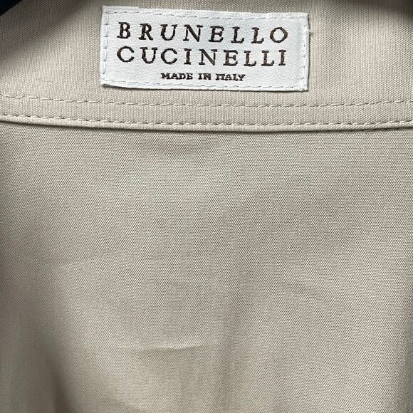 NWD Brunello Cucinelli Monili-Trim Shirt in Cotton Silk Blend Beige Womens XXS - Picture 8 of 12
